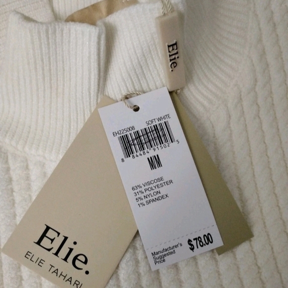 Elie Tahari Soft White Knit Tank Viscose Blend Mock Neck Women's Size M NEW - Picture 4 of 4